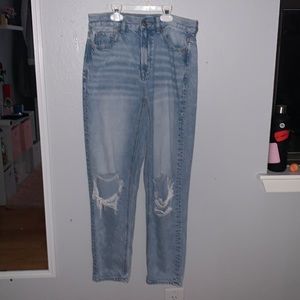 American eagle mom jeans with destressing
